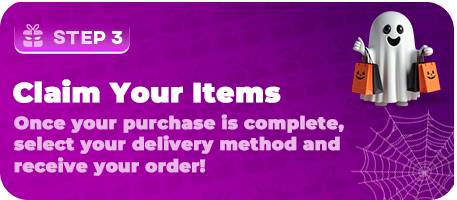 Step 3: Claim your items. Once your purchase is complete, select your delivery method and receive your order.